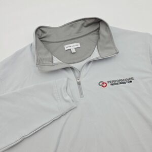 Peter Millar Men's L British Gray Perth Performance Quarter Zip Pullover Logo